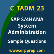 Get C_TADM_23 Dumps Free, and SAP S/4HANA System Administration PDF Download for your SAP S/4HANA System Administration Certification. Access C_TADM_23 Free PDF Download to enhance your exam preparation.