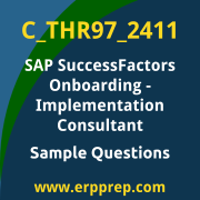 Get C_THR97_2411 Dumps Free, and SAP SuccessFactors Onboarding PDF Download for your SAP SuccessFactors Onboarding - Implementation Consultant Certification. Access C_THR97_2411 Free PDF Download to enhance your exam preparation.