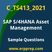 Get C_TS413_2021 Dumps Free, and SAP S/4HANA Asset Management PDF Download for your SAP S/4HANA Asset Management Certification. Access C_TS413_2021 Free PDF Download to enhance your exam preparation.
