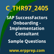 Get C_THR97_2405 Dumps Free, and SAP SuccessFactors Onboarding PDF Download for your SAP SuccessFactors Onboarding - Implementation Consultant Certification. Access C_THR97_2405 Free PDF Download to enhance your exam preparation.