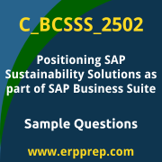 Get C_BCSSS_2502 Dumps Free, and SAP Positioning SAP Sustainability Solutions as part of SAP Business Suite PDF Download for your Positioning SAP Sustainability Solutions as part of SAP Business Suite Certification. Access C_BCSSS_2502 Free PDF Download to enhance your exam preparation.