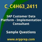 Get C_C4H63_2411 Dumps Free, and SAP Customer Data Platform Implementation Consultant PDF Download for your SAP Customer Data Platform - Implementation Consultant Certification. Access C_C4H63_2411 Free PDF Download to enhance your exam preparation.