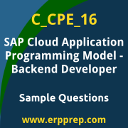 Get C_CPE_16 Dumps Free, and SAP Cloud Application Programming Model Backend Developer PDF Download for your SAP Cloud Application Programming Model - Backend Developer Certification. Access C_CPE_16 Free PDF Download to enhance your exam preparation.