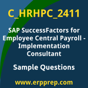 Get C_HRHPC_2411 Dumps Free, and SAP SuccessFactors Employee Central Payroll PDF Download for your SAP SuccessFactors for Employee Central Payroll - Implementation Consultant Certification. Access C_HRHPC_2411 Free PDF Download to enhance your exam preparation.