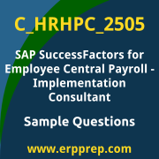 Get C_HRHPC_2505 Dumps Free, and SAP SuccessFactors Employee Central Payroll PDF Download for your SAP SuccessFactors for Employee Central Payroll - Implementation Consultant Certification. Access C_HRHPC_2505 Free PDF Download to enhance your exam preparation.
