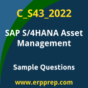 Get C_S43_2022 Dumps Free, and SAP S/4HANA Asset Management PDF Download for your SAP S/4HANA Asset Management Certification. Access C_S43_2022 Free PDF Download to enhance your exam preparation.