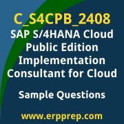 Get C_S4CPB_2408 Dumps Free, and SAP S/4HANA Cloud Public Edition - Implementation Consultant - Cloud PDF Download for your SAP S/4HANA Cloud Public Edition Implementation Consultant for Cloud Certification. Access C_S4CPB_2408 Free PDF Download to enhance your exam preparation.