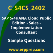 Get C_S4CS_2402 Dumps Free, and SAP S/4HANA Cloud Public Edition Sales PDF Download for your SAP S/4HANA Cloud Public Edition - Sales - Implementation Consultant Certification. Access C_S4CS_2402 Free PDF Download to enhance your exam preparation.