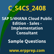 Get C_S4CS_2408 Dumps Free, and SAP S/4HANA Cloud Public Edition Sales PDF Download for your SAP S/4HANA Cloud Public Edition - Sales - Implementation Consultant Certification. Access C_S4CS_2408 Free PDF Download to enhance your exam preparation.