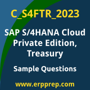 Get C_S4FTR_2023  Dumps Free, and SAP S/4HANA Cloud Private Edition Treasury PDF Download for your SAP S/4HANA Cloud Private Edition, Treasury Certification. Access C_S4FTR_2023  Free PDF Download to enhance your exam preparation.