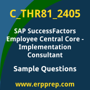 Get C_THR81_2405 Dumps Free, and SAP SuccessFactors Employee Central Core PDF Download for your SAP SuccessFactors Employee Central Core - Implementation Consultant Certification. Access C_THR81_2405 Free PDF Download to enhance your exam preparation.