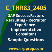 Get C_THR83_2405 Dumps Free, and SAP SuccessFactors Recruiting - Recruiter Experience PDF Download for your SAP SuccessFactors Recruiting - Recruiter Experience - Implementation Consultant Certification. Access C_THR83_2405 Free PDF Download to enhance your exam preparation.