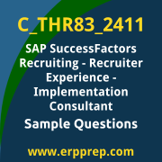 Get C_THR83_2411 Dumps Free, and SAP SuccessFactors Recruiting - Recruiter Experience PDF Download for your SAP SuccessFactors Recruiting - Recruiter Experience - Implementation Consultant Certification. Access C_THR83_2411 Free PDF Download to enhance your exam preparation.