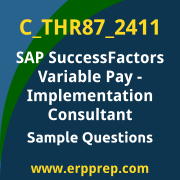 Get C_THR87_2411 Dumps Free, and SAP SuccessFactors Variable Pay PDF Download for your SAP SuccessFactors Variable Pay - Implementation Consultant Certification. Access C_THR87_2411 Free PDF Download to enhance your exam preparation.