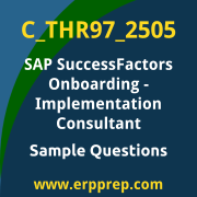 Get C_THR97_2505 Dumps Free, and SAP SuccessFactors Onboarding PDF Download for your SAP SuccessFactors Onboarding - Implementation Consultant Certification. Access C_THR97_2505 Free PDF Download to enhance your exam preparation.