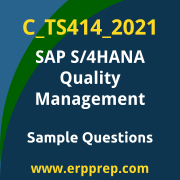 Get C_TS414_2021 Dumps Free, and SAP S/4HANA Quality Management PDF Download for your SAP S/4HANA Quality Management Certification. Access C_TS414_2021 Free PDF Download to enhance your exam preparation.