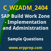 Get C_WZADM_2404 Dumps Free, and SAP Build Work Zone Implementation and Administration PDF Download for your SAP Build Work Zone - Implementation and Administration Certification. Access C_WZADM_2404 Free PDF Download to enhance your exam preparation.