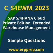 Get C_S4EWM_2023 Dumps Free, and SAP S/4HANA Cloud Private Edition Extended Warehouse Management PDF Download for your SAP S/4HANA Cloud Private Edition, Extended Warehouse Management Certification. Access C_S4EWM_2023 Free PDF Download to enhance your exam preparation.