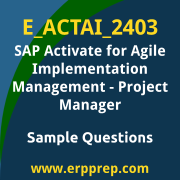 Get E_ACTAI_2403 Dumps Free, and SAP Activate for Agile Implementation Management Project Manager PDF Download for your SAP Activate for Agile Implementation Management - Project Manager Certification. Access E_ACTAI_2403 Free PDF Download to enhance your exam preparation.