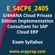 Access the E_S4CPE_2405 Syllabus, E_S4CPE_2405 PDF Download, E_S4CPE_2405 Dumps, SAP S/4HANA Cloud Private Edition Implementation Consultant for SAP Cloud ERP PDF Download, and benefit from SAP free certification voucher and certification discount code.