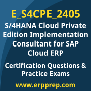 Access our free E_S4CPE_2405 dumps and SAP S/4HANA Cloud Private Edition Implementation Consultant for SAP Cloud ERP dumps, along with E_S4CPE_2405 PDF downloads and SAP S/4HANA Cloud Private Edition Implementation Consultant for SAP Cloud ERP PDF downloads, to prepare effectively for your E_S4CPE_2405 Certification Exam.