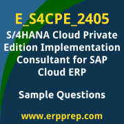 Get E_S4CPE_2405 Dumps Free, and SAP S/4HANA Cloud Private Edition Implementation Consultant for SAP Cloud ERP PDF Download for your SAP S/4HANA Cloud Private Edition Implementation Consultant for SAP Cloud ERP Certification. Access E_S4CPE_2405 Free PDF Download to enhance your exam preparation.