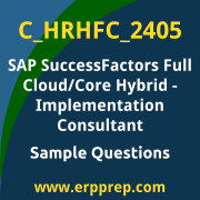 Get C_HRHFC_2405 Dumps Free, and SAP SuccessFactors Full Cloud/Core Hybrid PDF Download for your SAP SuccessFactors Full Cloud/Core Hybrid - Implementation Consultant Certification. Access C_HRHFC_2405 Free PDF Download to enhance your exam preparation.