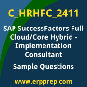 Get C_HRHFC_2411 Dumps Free, and SAP SuccessFactors Full Cloud/Core Hybrid PDF Download for your SAP SuccessFactors Full Cloud/Core Hybrid - Implementation Consultant Certification. Access C_HRHFC_2411 Free PDF Download to enhance your exam preparation.