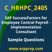 Get C_HRHPC_2405 Dumps Free, and SAP SuccessFactors Employee Central Payroll PDF Download for your SAP SuccessFactors for Employee Central Payroll - Implementation Consultant Certification. Access C_HRHPC_2405 Free PDF Download to enhance your exam preparation.