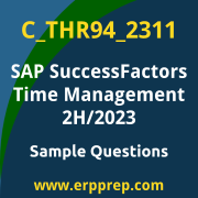 Get C_THR94_2311 Dumps Free, and SAP SuccessFactors Time Management PDF Download for your SAP SuccessFactors Time Management 2H/2023 Certification. Access C_THR94_2311 Free PDF Download to enhance your exam preparation.