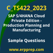 Get C_TS422_2023 Dumps Free, and SAP S/4HANA Cloud Private Edition Production Planning and Manufacturing PDF Download for your SAP S/4HANA Cloud Private Edition - Production Planning and Manufacturing Certification. Access C_TS422_2023 Free PDF Download to enhance your exam preparation.